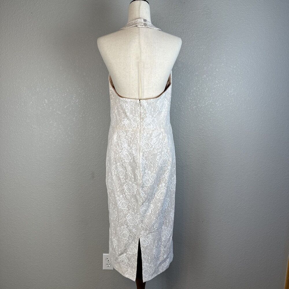 Dress The Population Cassie Halter Midi Dress Size XL White Floral Lace Sequin - Picture 4 of 9